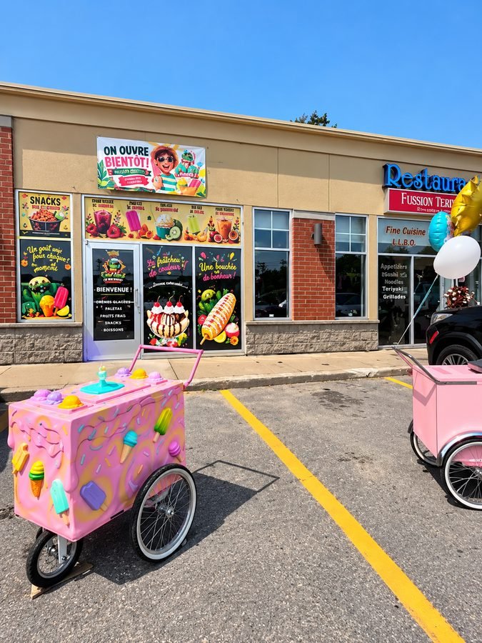 Paletería con carritos de paletas lista para abrir