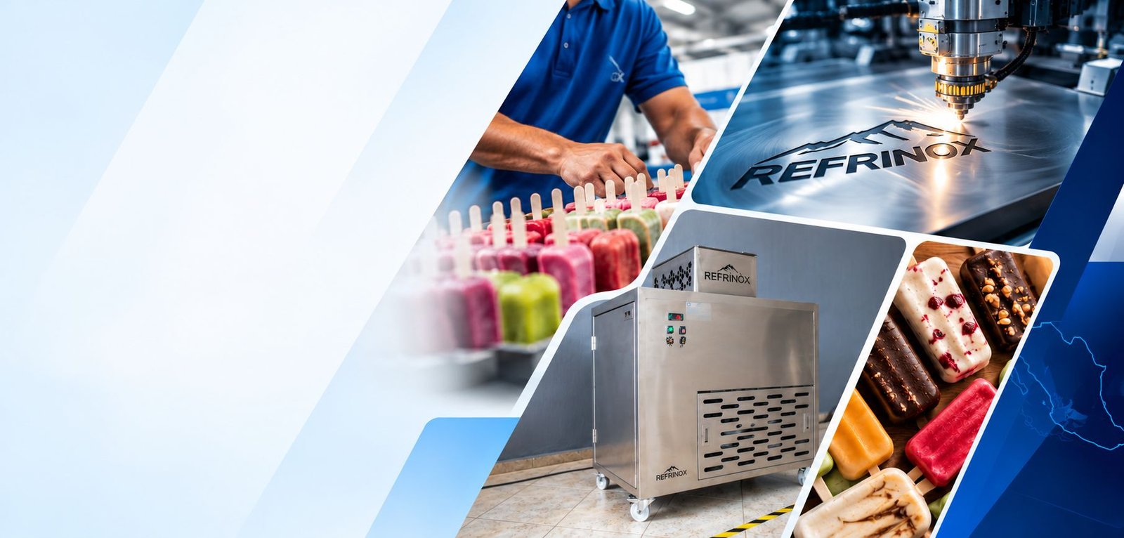 Fabricación Refrinox: producción de paletas, corte láser, máquina Plascencia 104 y paletas artesanales